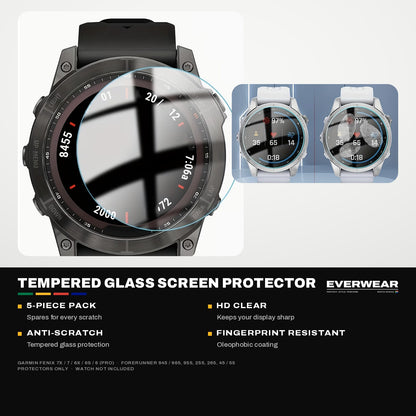 5-Pack Tempered Glass Screen Protector | For Garmin Fenix & Forerunner